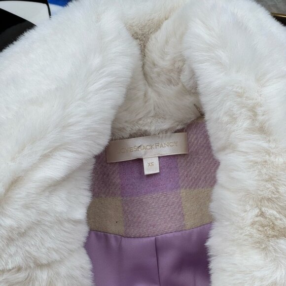 🆕 LOVESHACKFANCY 🧿 NWOT Dumont Faux Fur Collared Jacket, Lavender - Sz XS - Picture 13 of 16